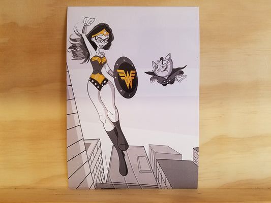 Perky Wonder Woman 5x7 Single Print